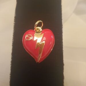 ❤️RED HEART WITH GOLD LOGO CHARM      NEW